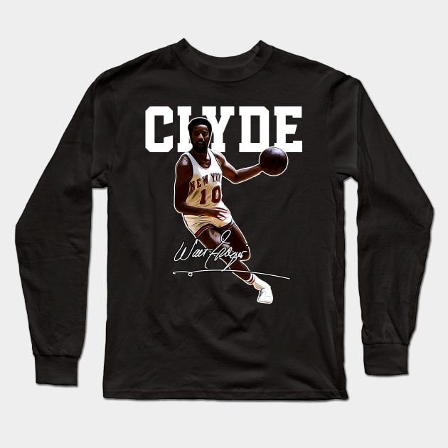 Walt Frazier The Clyde Basketball Legend Signature Vintage Retro 80s 90s Bootleg Rap Style Long Sleeve T-Shirt by CarDE